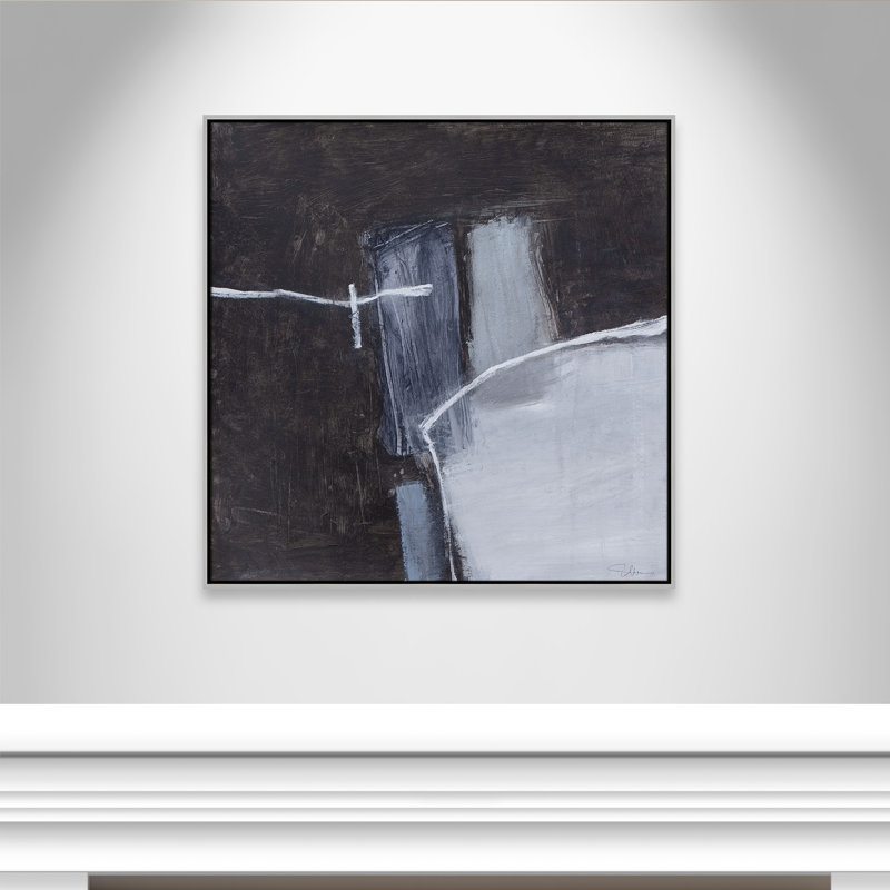 Graphite Gemstones I Print by Casa Fine Arts, 37.5" H x 37.5" W, Silver