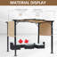 2.96 X 2.45m Khaki Steel Retractable Pergola, Outdoor Garden Gazebo With Adjustable Overhead And Two Side Sun Canopy