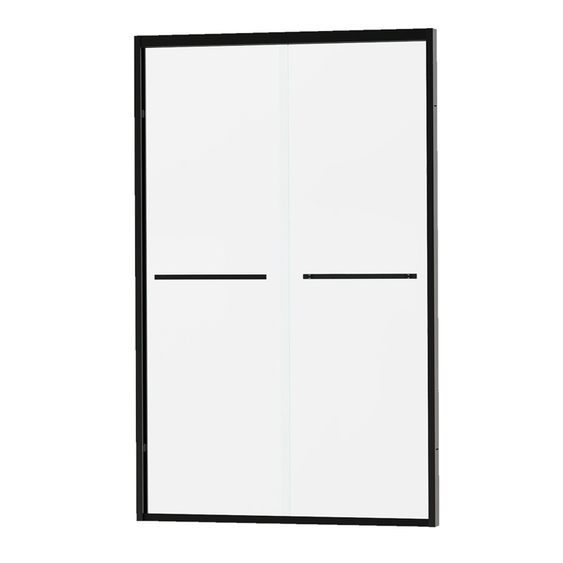 44-48 In. W X 76 In. H Double Sliding Shower Door With 1/4" Thickened Upgrade Tempered Glass, Stainless Steel Hardware, Anti-Crash Angle