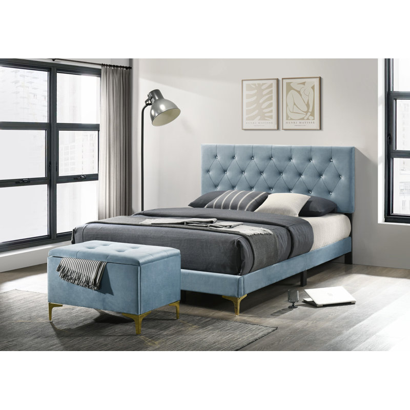Padroni Piece Bedroom Set, Kingsize (5'), Light Blue