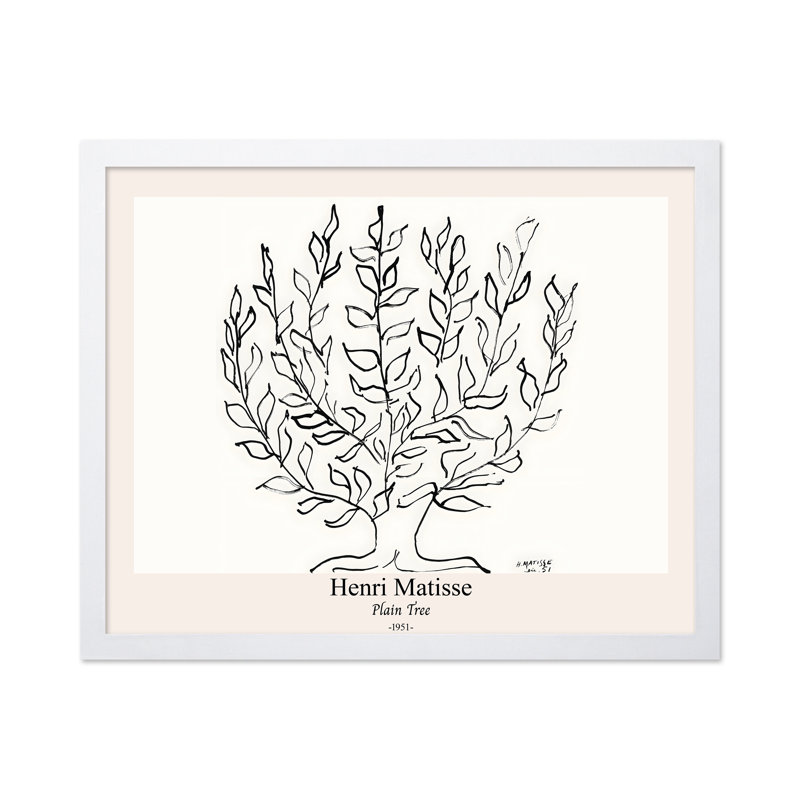 Henri Matisse - Arbre ordinaire, H 08 po x l 10 po, Affiche, Encadrement blanc