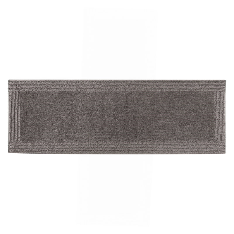 1 PCS 100% Cotton Tufted 3000 GSM Reversible Bath Rug Charcoal, Rectangle 1'8" x 2'6"