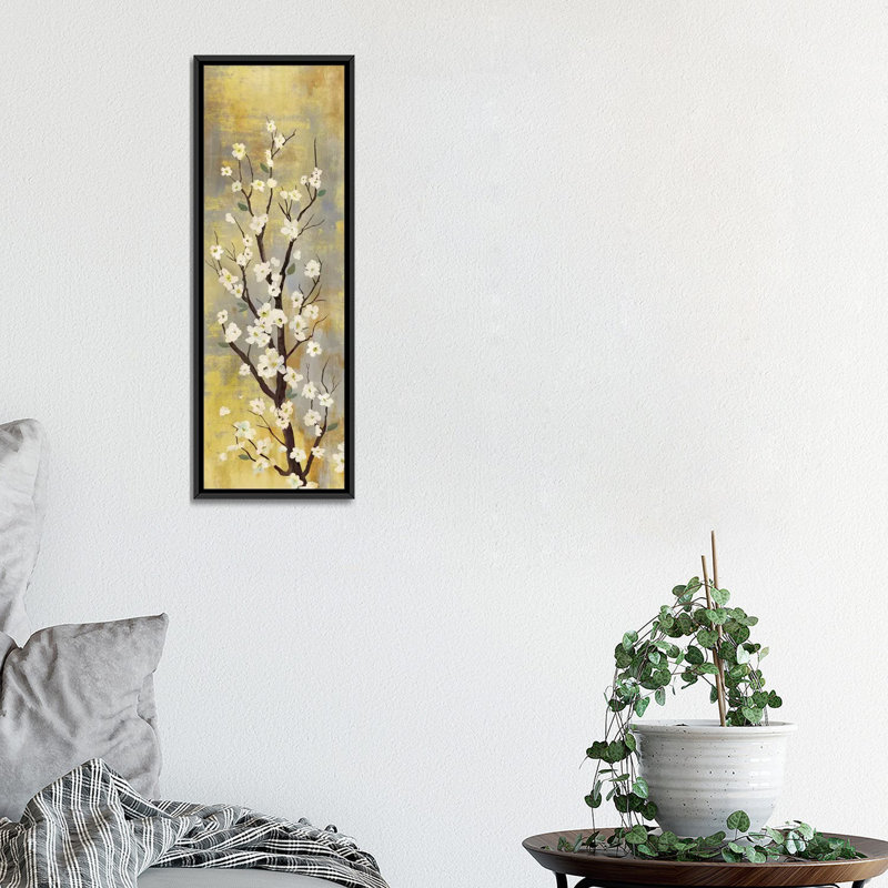 «Blossoms II» par PI Studio, impression sur toile tendue, H 60 po x l 20 po x P 1,5 po, Toile avec cadre noir