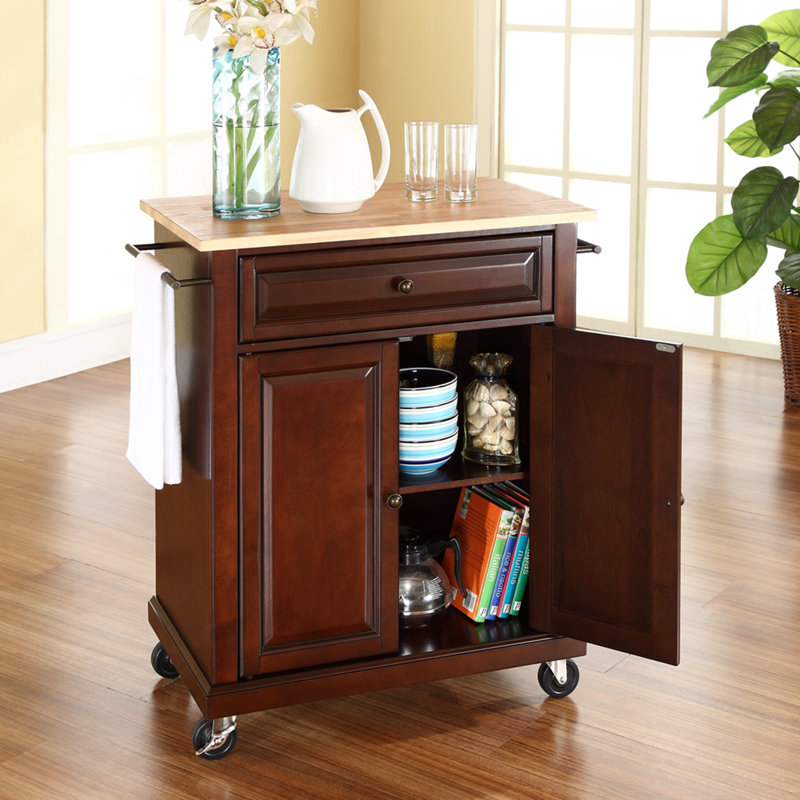 Hedon Wood Kitchen Cart, Vintage Mahogany