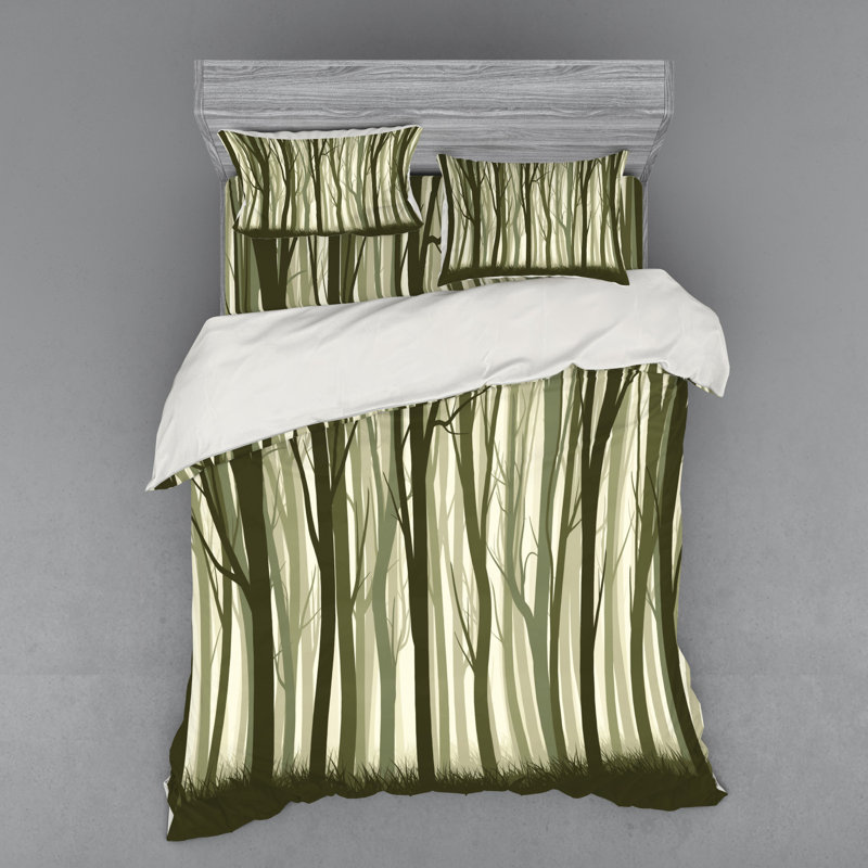 Ensemble de housse de couette rustique en microfibre Forest Forest, Housse de couette grand + 3 pièces supplémentair