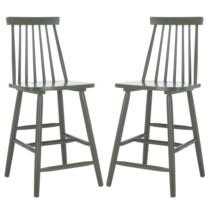 Birdia Solid Wood Counter Stool, Counter Stool (24" Seat Height), Dusty Green