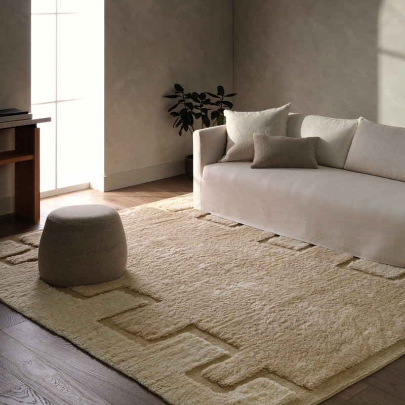 Jaipur Living Perri Handwoven Modern/Contemporary Ivory/Tan Shag Area Rug (9'X12'), Rectangle 10' x 14'