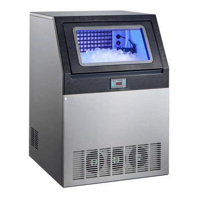Machine à glaçons commerciale, 440 lb / 24 h avec capacité de rangement de 85 lb, machine à glaçons encastrée / autoportante / sous comptoir en acier inoxydable avec présentoir à DEL et autonettoyante pour bar maison