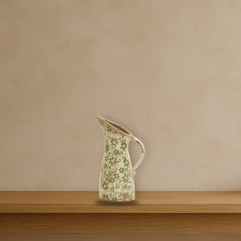 Tuscan Ceramic Scroll Pitcher Vase