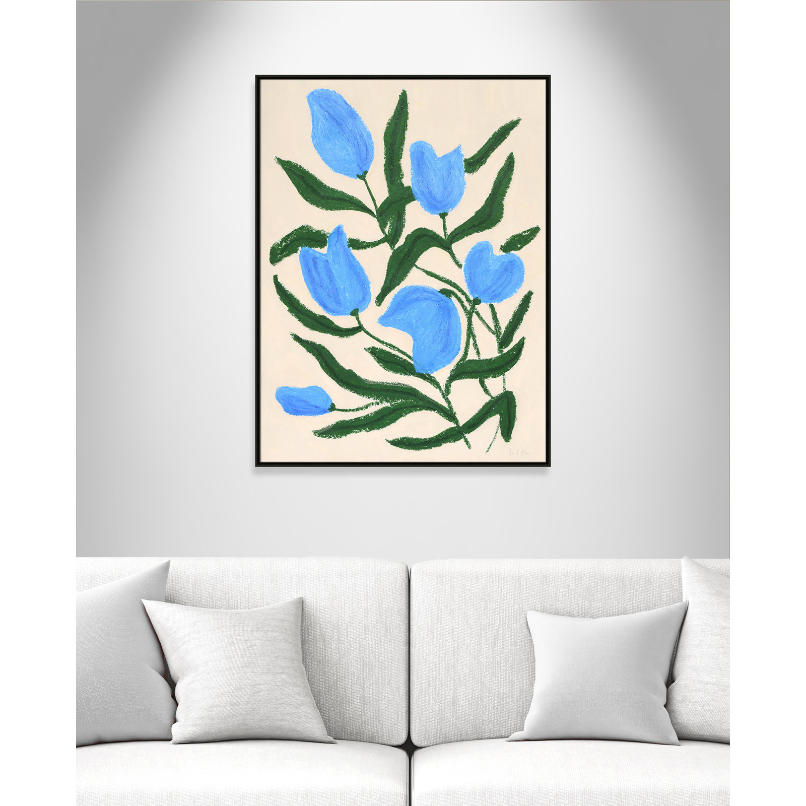 Colette "Blue Tulips" Print by Camilla Bergqvist, Espresso, 49.5" H x 37.5" W