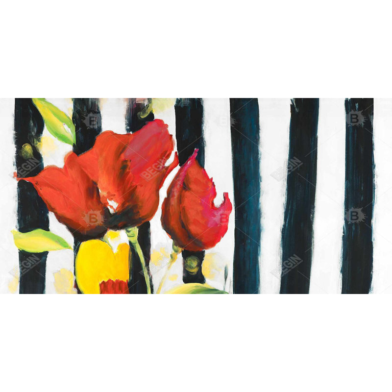 flowers on stripes - 15.75"x31.50" Desk mat