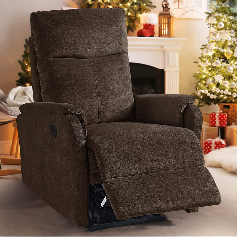 Upholstered Recliner, Brown 100% Polyester