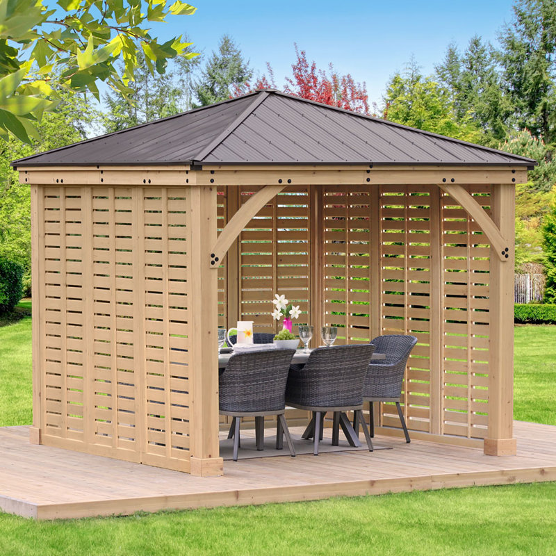 Manufactured Wood Soft-top Gazebo, 285cm H x 303cm W x 119cm D