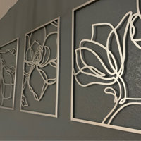 3 Piece Metal Floral Line Art Wall Décor Set Red Barrel Studio Size: 27 H x 54 W x 1 D, Finish: Black