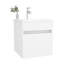 Meuble-lavabo flottant blanc à une porte avec lavabo, fixation murale, esthétique contemporaine, conception peu encombrante, finition épurée, profil rectangulaire, panneau de particules et porte de lavabo intégrée intégrée,-947817360