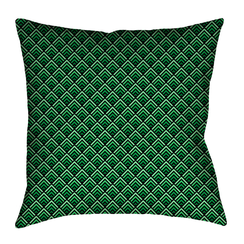 Housse de coussin Katelyn Elizabeth, 14 po x 14 po, Noir / Vert, Sergé de coton