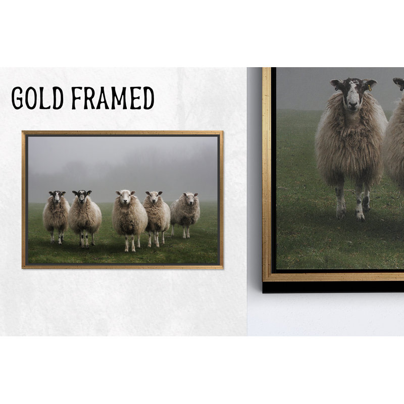 Reproduction d'art sur toile imprimée: Rustic Farmhouse Animal Decor, 1P GoldFramedCanves