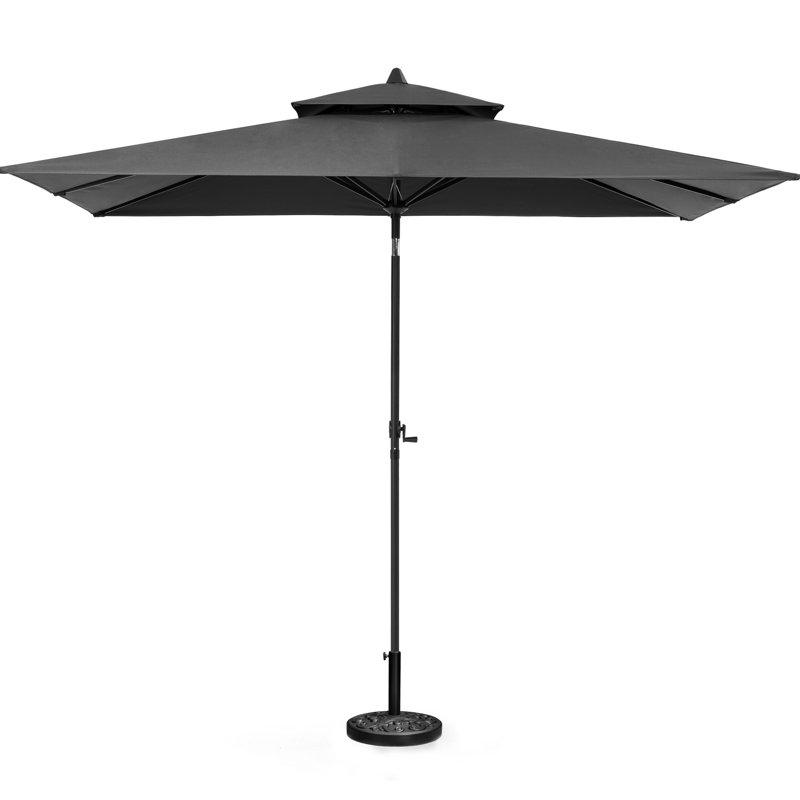 Parasol de marché rectangulaire 59 po x 106 po, base lestée incluse, Noir