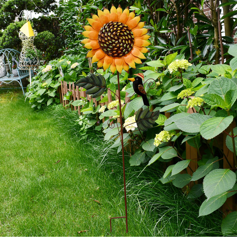 Piquet de jardin en métal tournesol