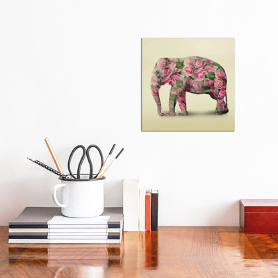 Elephant Flowers I 1 Piece Wall Art on Canvas
