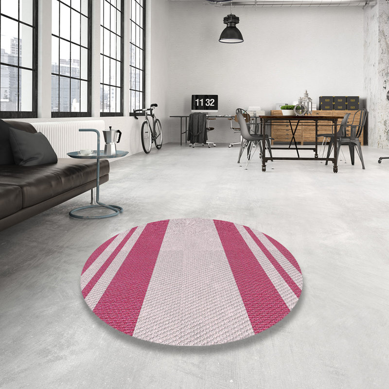 Tapis rose à rayures Antria, Rond 6 pi