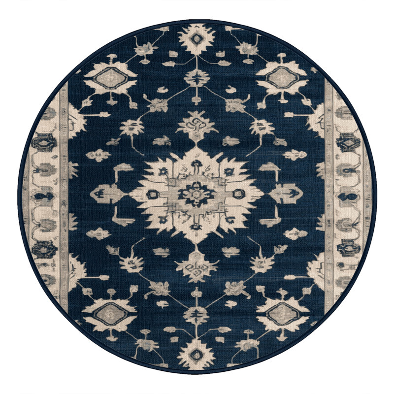 Tapis gris lavable à la machine, Rond 3 pi