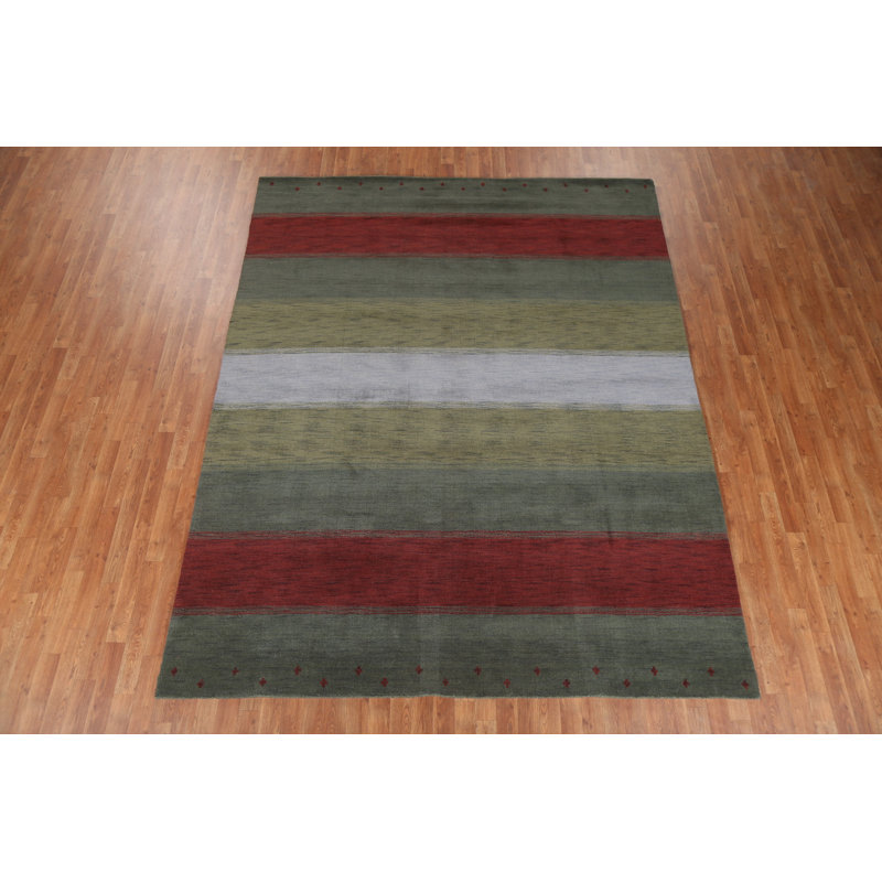 Striped Wool Gabbeh Oriental Area Rug 8x10