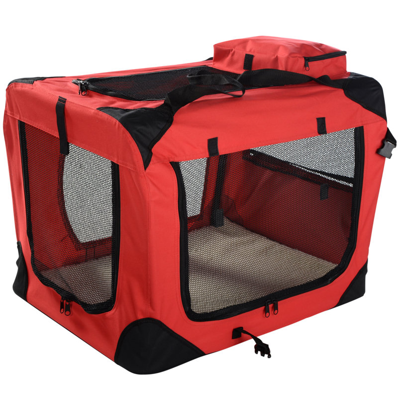 Chorley Collapsible Soft-Sided Crate with 1 Door, Large (52 cm H x 52 cm W x  70 cm L), Red