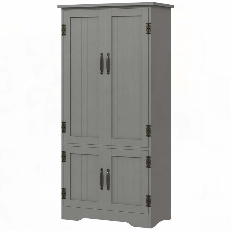 Pantry Cabinet with 2 Adjustable Shelves and 4 Beadboard Doors