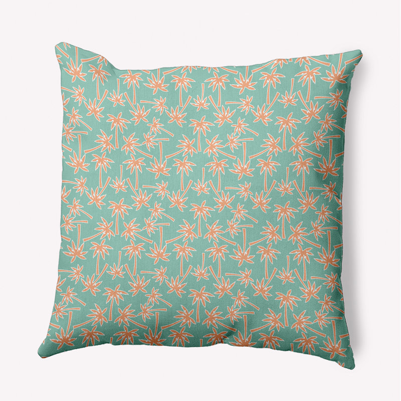 Coussin décoratif floral intérieur / extérieur en polyester, H 16 po x l 16 po, Carré