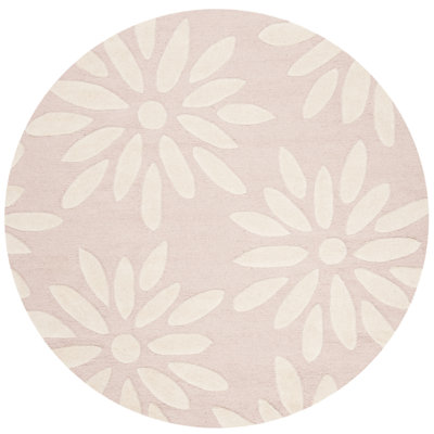 Tapis floral rose / ivoire en laine touffetée à la main Claro