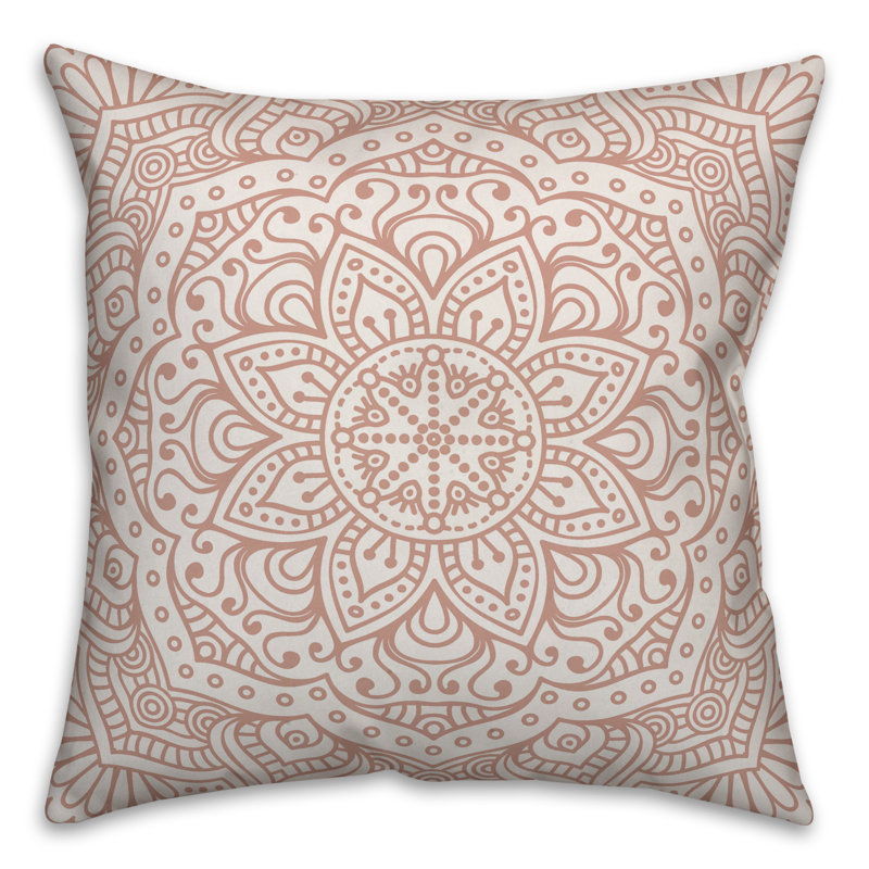 Damask Throw Pillow, 16" x 16", Dark Blush