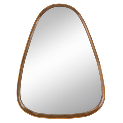 Irregular Wall Mirror With Wood Frame, 30"X38", For Living Room, Bathroom, Entryway, Minimalist Style, Curved Edges, 50% Pine 25% Room Bathroom