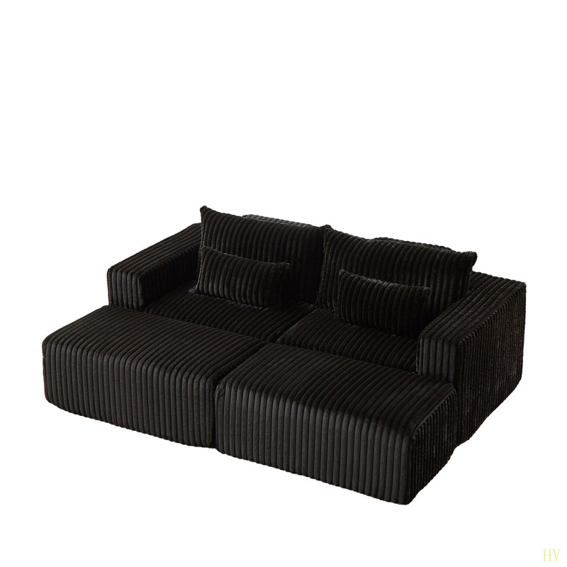 Oversized Sectional Lounge Chaise,No Assembly Required,Cloud Plush Loveseat With Two Removable Footstool,Fluffy Modern Sleeper Chair For Indoor Living Room Bedroom