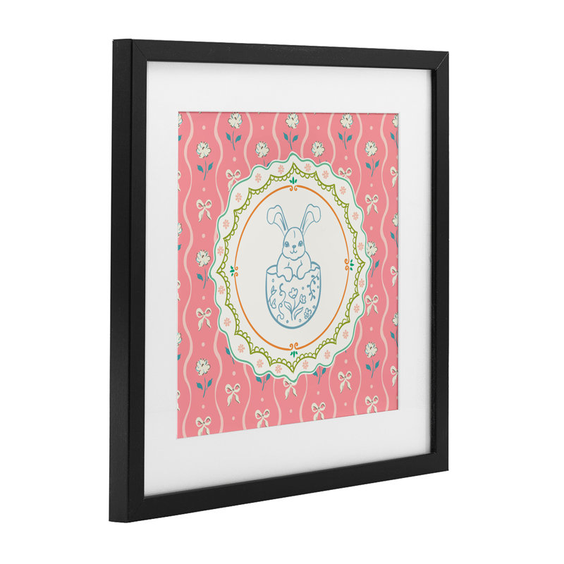 «Spring Bunny & Egg Shell», reproduction encadrée sous verre, design par Angela Steahling, H 13 po x l 13 po