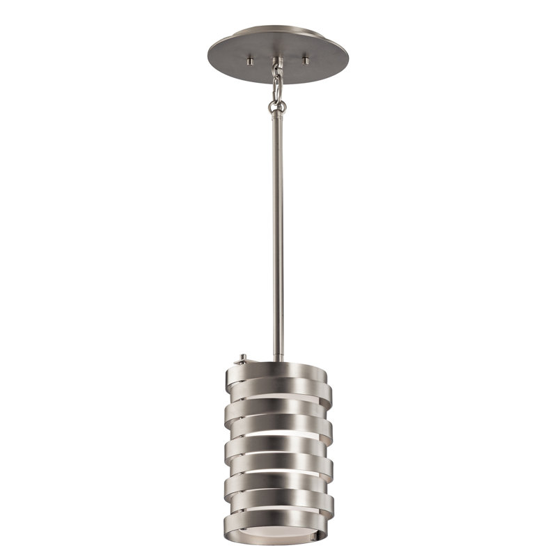 Luminaire suspendu cylindrique à 1 lumière Abdülhalim, Nickel brossé