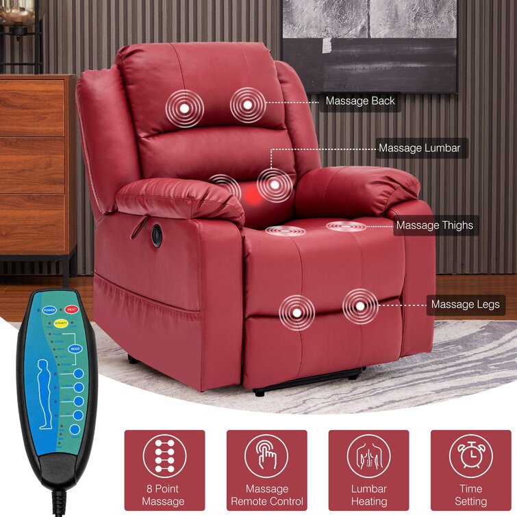 JULY'S SONG Vegan Leather Power Reclining Heated Massage Chair