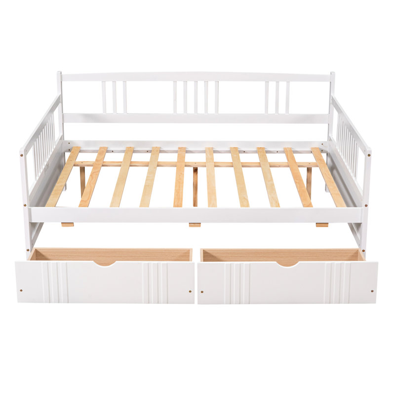 White Full Daybed With Two Drawers - Construction, Space Saving Benefit, Multi-Functional Decoration, Easy To Assemble Bed Size Drawers, Strong Build, Attribute, Belonging, Simple Assembly Process