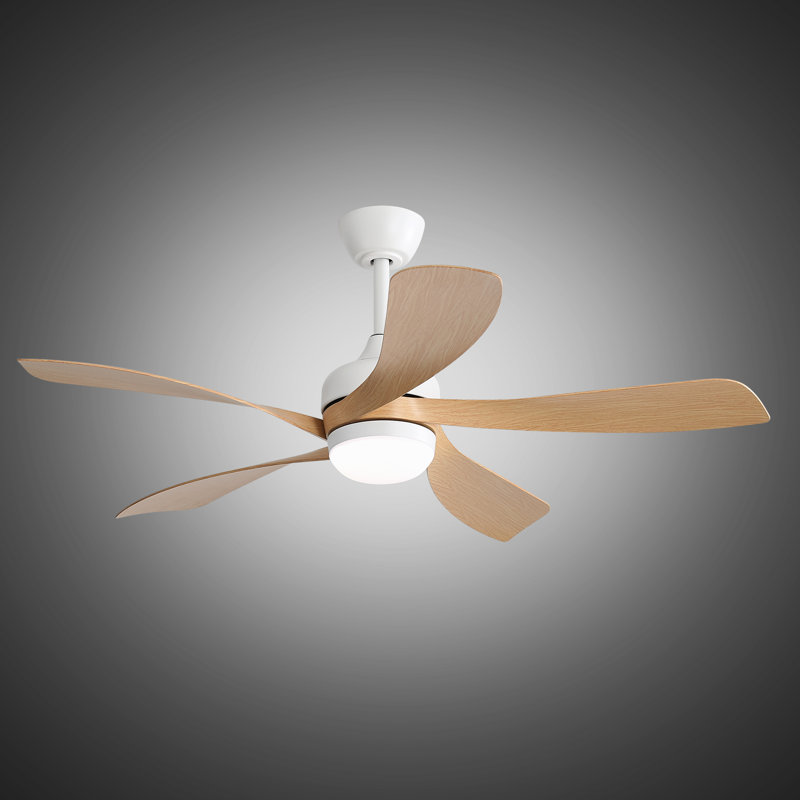 Damecia 52'' Modern Ceiling Fan with LED Light and Remote Control, White/Natural
