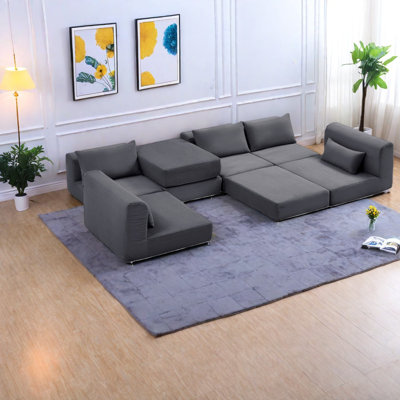 Canapés modulaires à compression, canapé modulaire en tissu de 100 pouces, salon à la maison moderne