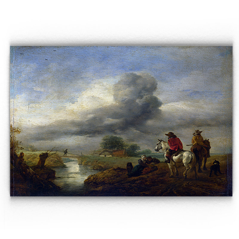 «Two Vedettes on The Watch by a Stream», impression, H 32 po x l 48 po x P 1,5 po, Pas de tapis, Toile tendue