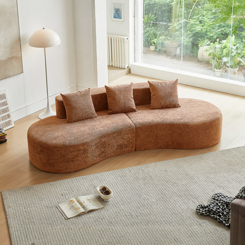 Canapé modulaire incurvé moderne de 5 pièces Boneless, Orange