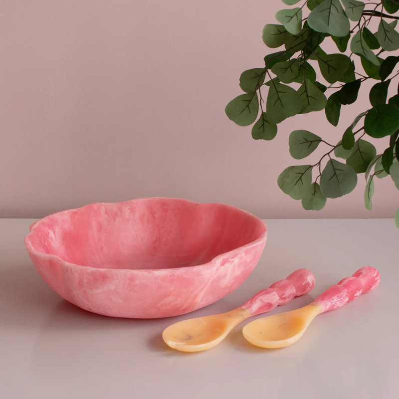 Resin Salad Servers, Raspberry