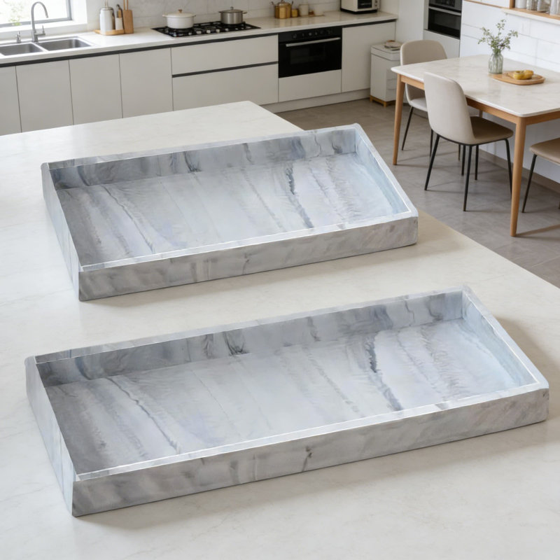 Ensemble de plateau de distributeur de savon en silicone - Organisateur imperméable antidérapant pour comptoir de cuisine, meuble-lavabo et toilette avec rebords surélevés pour sécuriser les articles