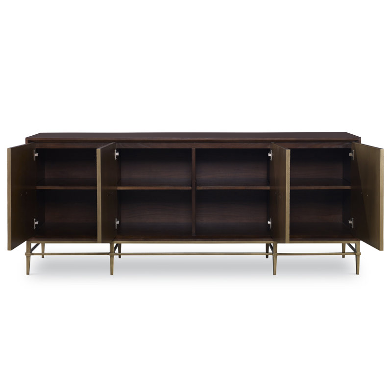 Phoenix 79'' Mahogany and Brass Sideboard with 4 Doors