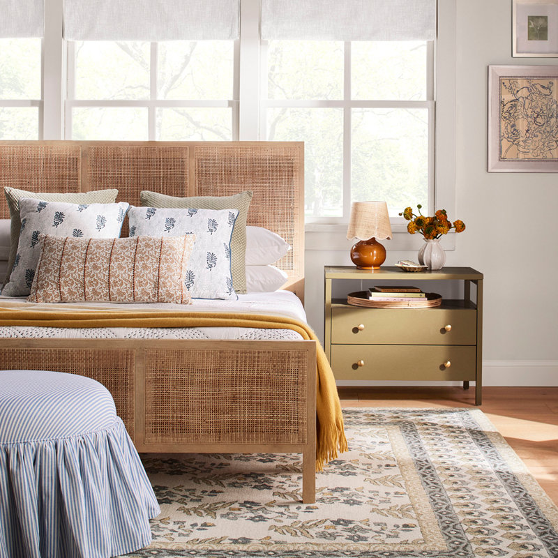 Nellie Cane Bed, Queen, Natural