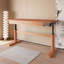 Cherry Wood Colour + Black Rectangular Hight adjustable Solid Wood + Carbon Steel with 2 drawers desk-921754194