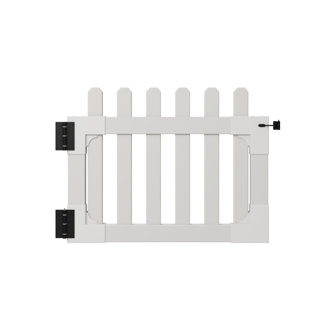 33.5in H x 42in W (1 Gate) No Dig WamBam Newport Gate Kit, White Vinyl Picket Fence Gate Kit for Newport Fence Panels, Gate for Backyard, Patio , Outdoor, or Garden Fence, ZP19004 WamBam No-Dig Fence