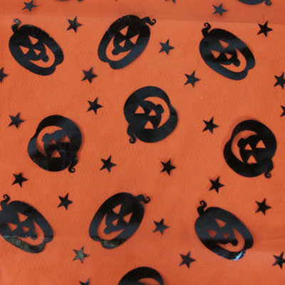 Orange and Black Pumpkin Halloween Table Cloth 47" x 55"