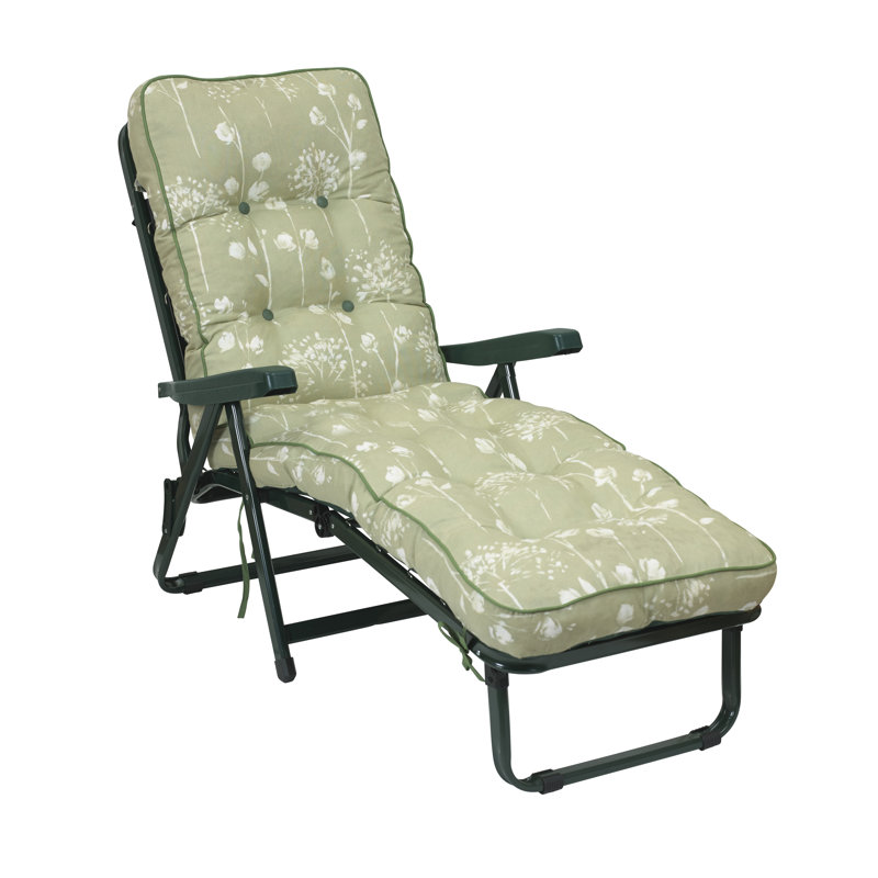 Anselme 118cm Long Reclining Single Chaise with Cushions, Sage